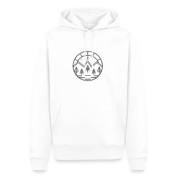 Lineart Schneeberg Fichtelgebirge arbres montagnes - Sweat à capuche Premium bio Homme - blanc - Devant - Nico (187cm)