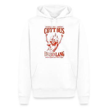 Cottbus Tradition Fußball Geschenk - Männer Premium Bio Hoodie - Weiß - Vorne - Nico (187cm)