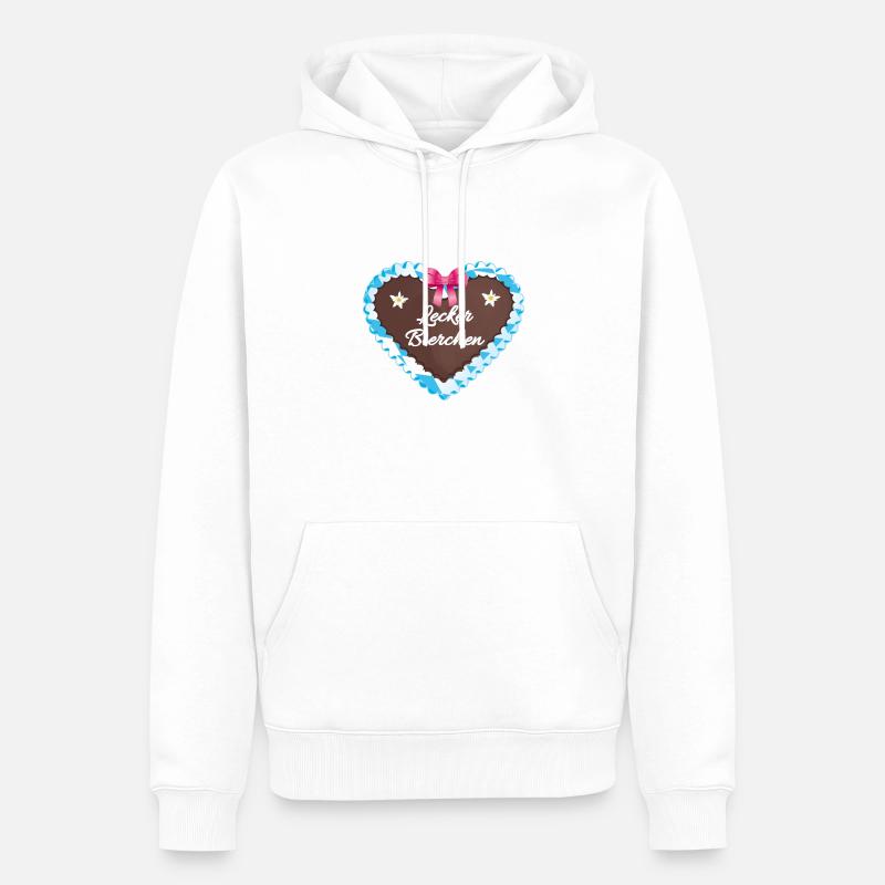 Lebkuchenherz, Herz, Bierchen, Bier - Männer Premium Bio Hoodie - Weiß