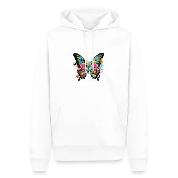 schmetterling,bunt,blumen,graffiti - Männer Premium Bio Hoodie - Weiß - Vorne - Nico (187cm)