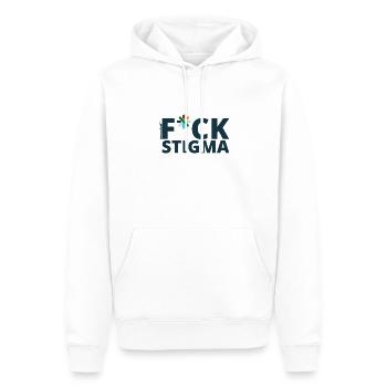 Fuck stigma! - Men’s Premium Organic Hoodie - white - Front - Nico (187cm)
