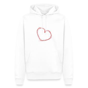 HERZ. HERZ. HEILIGER VALENTINSTAG. LIEBE. LIEBE. HERZ - Männer Premium Bio Hoodie - Weiß - Vorne - Nico (187cm)