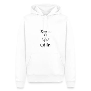 J peux pas j ai calin - Sweat à capuche Premium bio Homme - blanc - Devant - Nico (187cm)