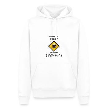 La sécurité d’abord Café d’abord - Sweat à capuche Premium bio Homme - blanc - Devant - Nico (187cm)