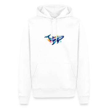 Wal, Walfisch,Graffiti, bunt, Malerei - Männer Premium Bio Hoodie - Weiß - Vorne - Nico (187cm)