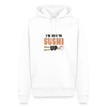 Amateur de cuisine japonaise, je suis ici pour faire des sushis - Sweat à capuche Premium bio Homme - blanc - Devant - Nico (187cm)