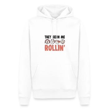 Japanese Food Lover They See Me Rollin Sushi - Men’s Premium Organic Hoodie - white - Front - Nico (187cm)
