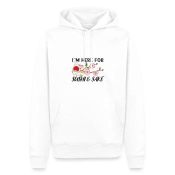 Amateur de cuisine japonaise, je suis ici pour les sushis et le saké - Sweat à capuche Premium bio Homme - blanc - Devant - Nico (187cm)