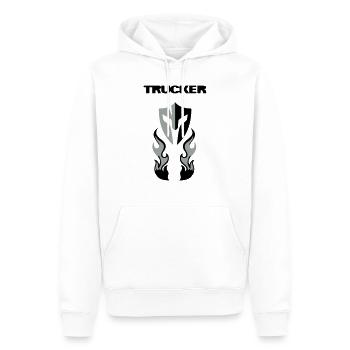 Trucker  Brust - Männer Premium Bio Hoodie - Weiß - Vorne - Nico (187cm)