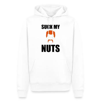 Suck my nuts - Männer Premium Bio Hoodie - Weiß - Vorne - Nico (187cm)