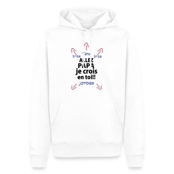 je crois en toi papa - Sweat à capuche Premium bio Homme - blanc - Devant - Nico (187cm)