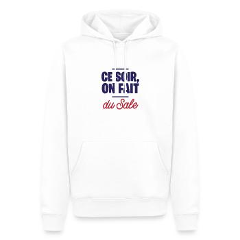 Ce soir, on fait du sale - Sweat à capuche Premium bio Homme - blanc - Devant - Nico (187cm)