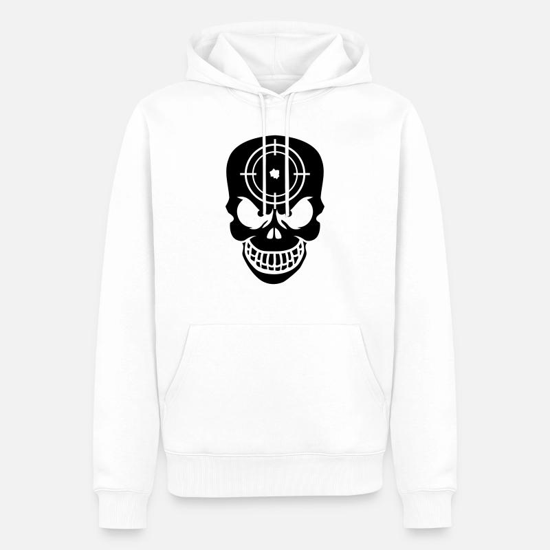 Evil Skull With Target - Männer Premium Bio Hoodie - Weiß