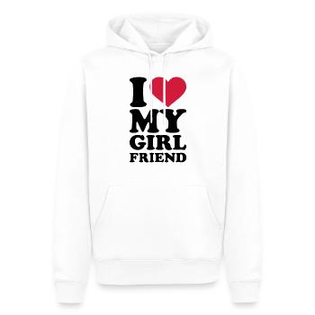 I love my girlfriend - Sweat à capuche Premium bio Homme - blanc - Devant - Nico (187cm)