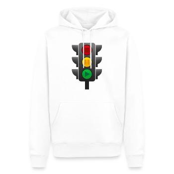 Feu de circulation (arrêt, pause, lecture) - Sweat à capuche Premium bio Homme - blanc - Devant - Nico (187cm)