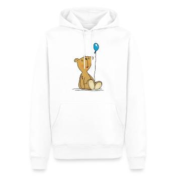 Teddybär mit blauem Luftballon Kuscheltier Kinder - Männer Premium Bio Hoodie - Weiß - Vorne - Nico (187cm)