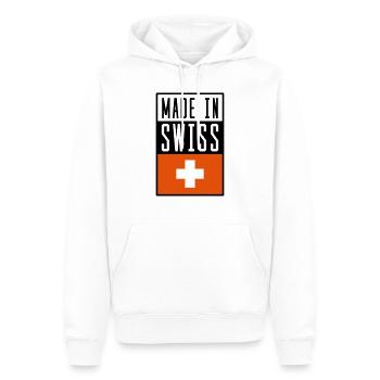 swiss made in - Männer Premium Bio Hoodie - Weiß - Vorne - Nico (187cm)