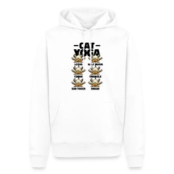 Chat Yoga Chat Chat Amoureux Méditation Fun Fun - Sweat à capuche Premium bio Homme - blanc - Devant - Nico (187cm)