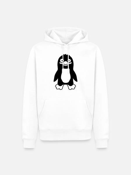 Ulkiger lustiger Pinguin grinst - Männer Premium Bio Hoodie - Weiß