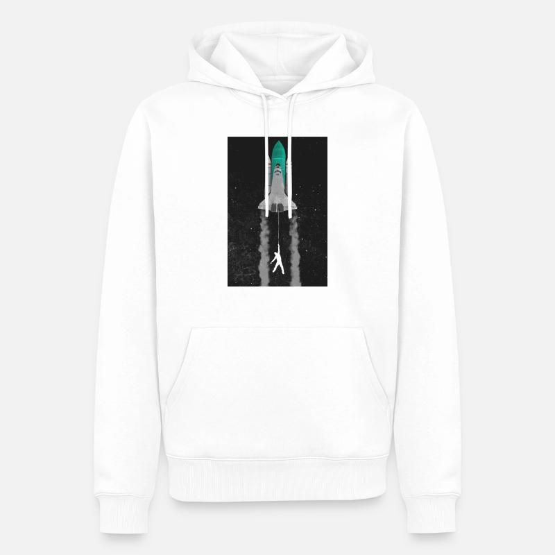 Mann an Rakete - Männer Premium Bio Hoodie - Weiß