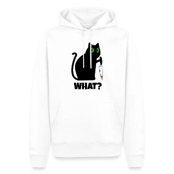 Katze What Katze mit Messer lustige Katze - Männer Premium Bio Hoodie - Weiß - Vorne - Nico (187cm)