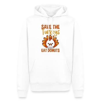Sauvez les dindes, mangez des beignets 2 - Sweat à capuche Premium bio Homme - blanc - Devant - Nico (187cm)