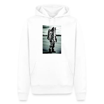 Chat cosmonaute sur tarmac - Sweat à capuche Premium bio Homme - blanc - Devant - Nico (187cm)