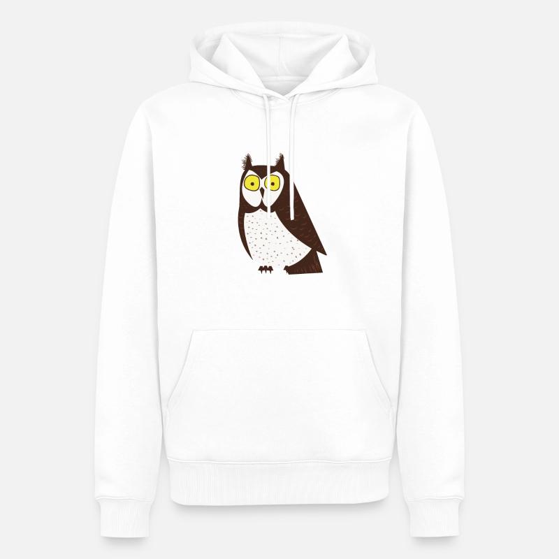 Cartoon-Eule - Männer Premium Bio Hoodie - Weiß