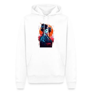 Geisha rétro - Sweat à capuche Premium bio Homme - blanc - Devant - Nico (187cm)
