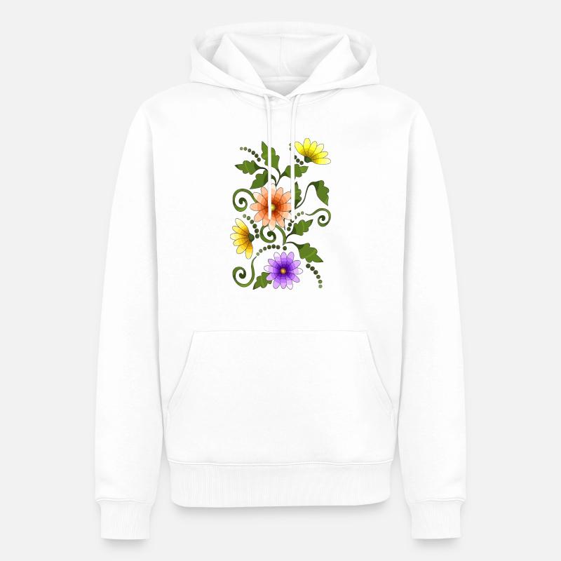 Fleur - Sweat à capuche Premium bio Homme - blanc