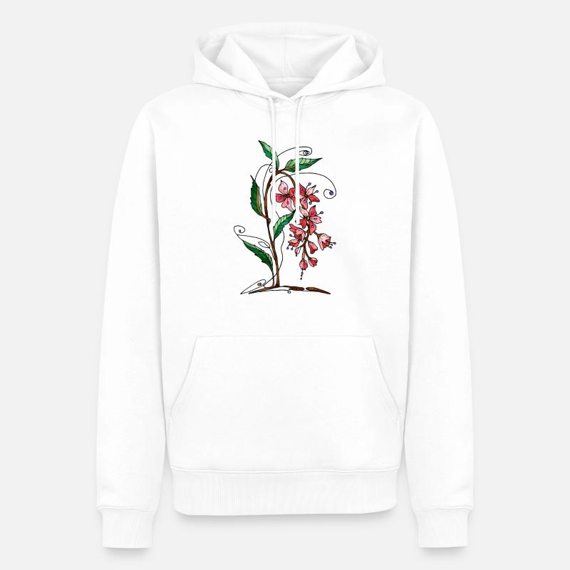 Fleur - Sweat à capuche Premium bio Homme - blanc