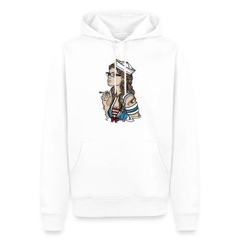 Matrosin // Oldschool // Illustration - Männer Premium Bio Hoodie - Weiß - Vorne - Nico (187cm)
