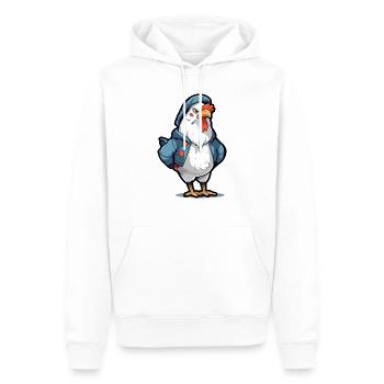 Bobby le coq grognon - Sweat à capuche Premium bio Homme - blanc - Devant - Nico (187cm)
