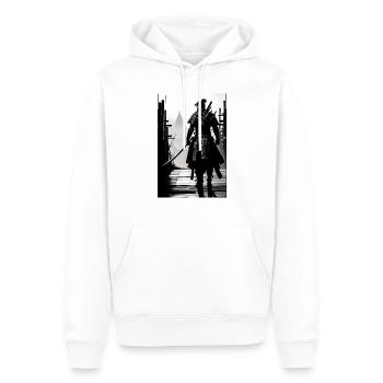 Samurai Black and White Design - Men’s Premium Organic Hoodie - white - Front - Nico (187cm)