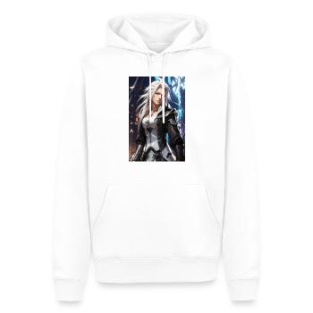 AI 3D Version 19 - Männer Premium Bio Hoodie - Weiß - Vorne - Nico (187cm)