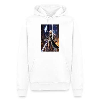 AI 3D Version 21 - Männer Premium Bio Hoodie - Weiß - Vorne - Nico (187cm)