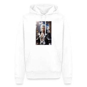 AI 3D Version 29 - Männer Premium Bio Hoodie - Weiß - Vorne - Nico (187cm)