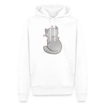 Funny Kawaii Gray Cat, Annoyed Cat - Men’s Premium Organic Hoodie - white - Front - Nico (187cm)