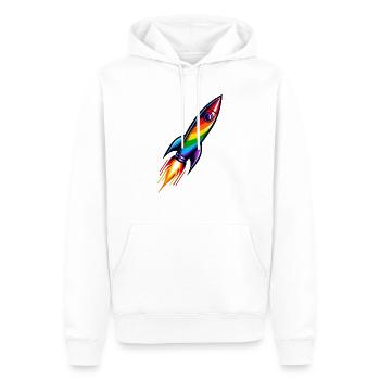 Fusée arc-en-ciel | Lancement d’une fusée - Sweat à capuche Premium bio Homme - blanc - Devant - Nico (187cm)