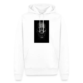 Gruseliger schwarzer Skelettkopf - Männer Premium Bio Hoodie - Weiß - Vorne - Nico (187cm)