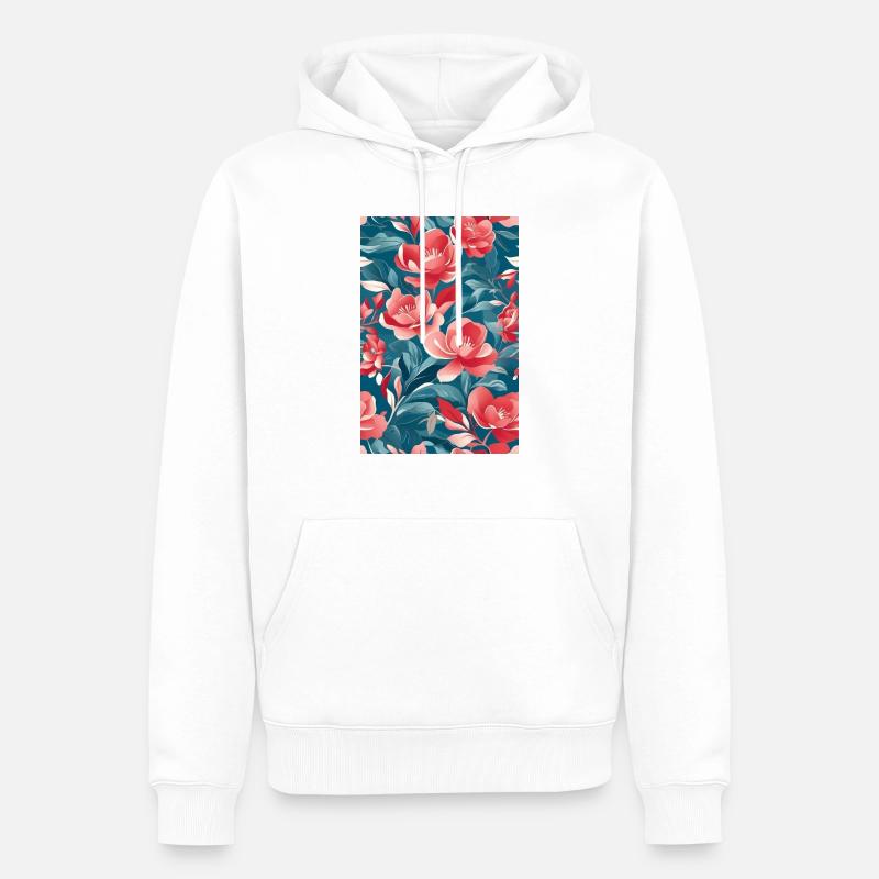 Tulipes rouges à feuilles vertes - Sweat à capuche Premium bio Homme - blanc