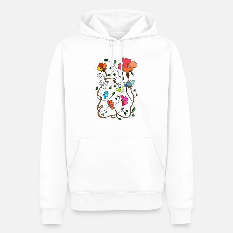 Fleur - Sweat à capuche Premium bio Homme - blanc