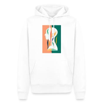 Abstrakte Frau mit haarlosem, rasiertem Kopf. - Männer Premium Bio Hoodie - Weiß - Vorne - Nico (187cm)