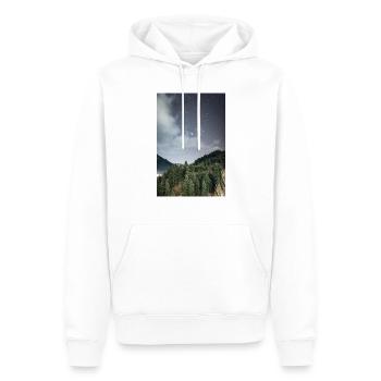 Orion-Konstellation, die sich über die Berge erhebt - Männer Premium Bio Hoodie - Weiß - Vorne - Nico (187cm)