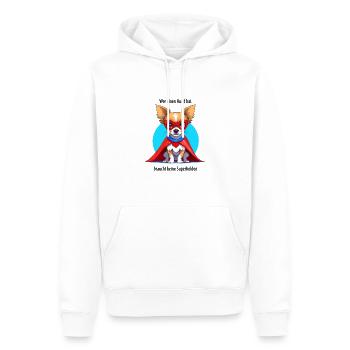Wer einen Hund hat braucht keinen Superhelden - Männer Premium Bio Hoodie - Weiß - Vorne - Nico (187cm)