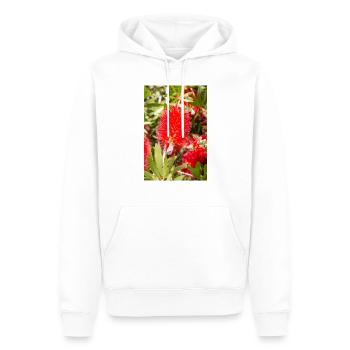 rote Flaschenbürste (Karminrote Zylinderputzer) - Männer Premium Bio Hoodie - Weiß - Vorne - Nico (187cm)