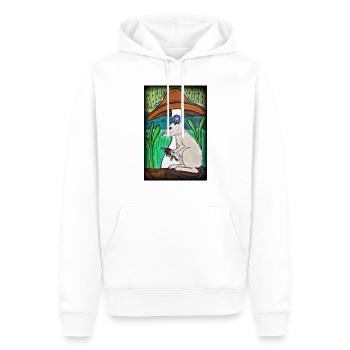 Souris avec des abeilles sous la pluie - Sweat à capuche Premium bio Homme - blanc - Devant - Nico (187cm)