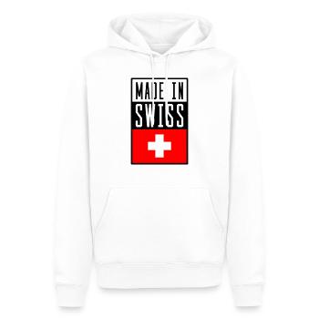 swiss made in - Männer Premium Bio Hoodie - Weiß - Vorne - Nico (187cm)
