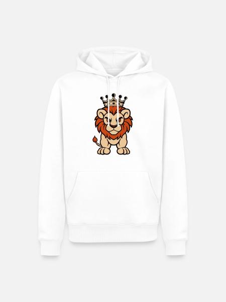 löwe comic krone - Männer Premium Bio Hoodie - Weiß