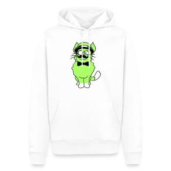 Sir Cat Gentleman Chapeau Costume Monocle Riche M. - Sweat à capuche Premium bio Homme - blanc - Devant - Nico (187cm)